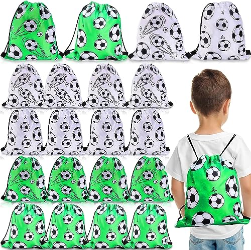 Erinnmy 16 Stück Fußball Kordelzug,30 x 25 cm Fußball Party Taschen Kordelzug,Fußball Party Kordelzug Beutel,Fußball Kordelzug Rucksack für Kinder Kindergeburtstag Party Supplies, 4 Style von Erinnmy