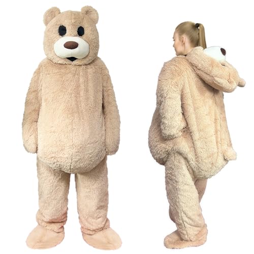 Erkangsm Plüsch-Teddybär-Maskottchen-Kostüm, geeignet für Halloween und Valentinstagsgeschenke, Helles Braun, XL (6.0FT) von Erkangsm