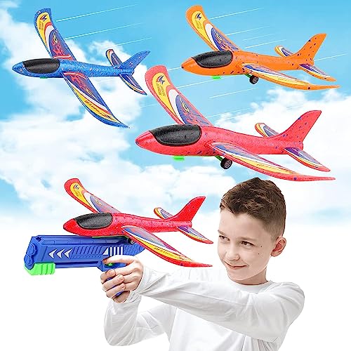 Flugzeug Spielzeug, Kinder Schaum Flugzeug Segelflugzeug, Styroporflieger Wurfgleiter Katapult Kinderspielzeug Pistole mit 4 Schaum Flieger,Outdoor Sport Spielzeug Geschenk für Jungen Mädchen (blue) Flugzeug Spielzeug, Kinder Schaum Flugzeug Segelflugzeug, Styroporflieger Wurfgleiter Katapult Kinderspielzeug Pistole mit 4 Schaum Flieger,Outdoor Sport Spielzeug Geschenk für Jungen Mädchen (blue) von Erlliyeu