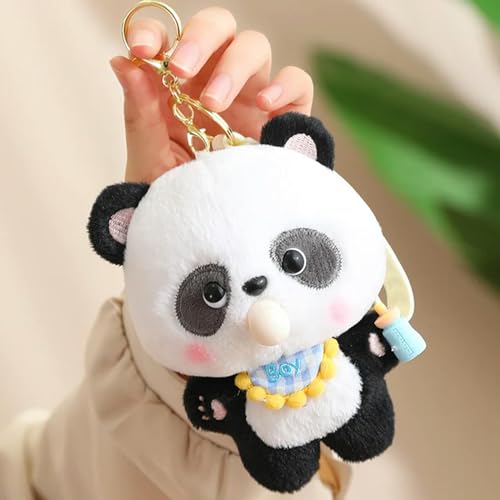 ErnZi Kawaii Panda Puppe Plüsch Anhänger Bambus Blatt Panda Bogen Panda Plüsch Schultasche Umhängetasche Brieftasche Anhänger Geburtstag 14cm 2 von ErnZi