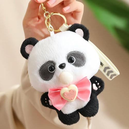 ErnZi Kawaii Panda Puppe Plüsch Anhänger Bambus Blatt Panda Bogen Panda Plüsch Schultasche Umhängetasche Brieftasche Anhänger Geburtstag 14cm 3 von ErnZi