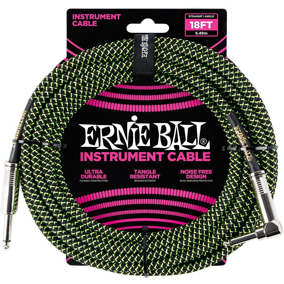 Ernie Ball EB6082 Black/Green 5,5m Instrumentenkabel von Ernie Ball