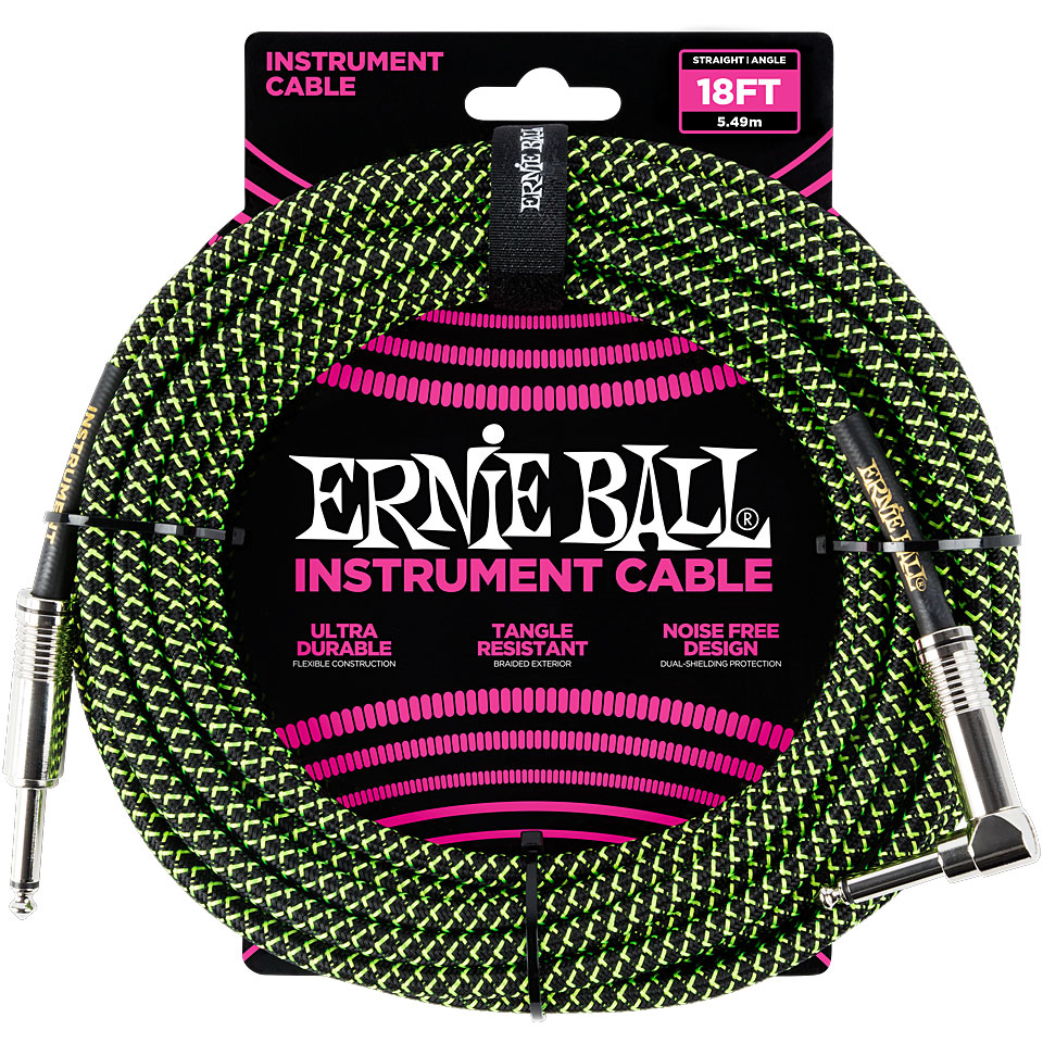 Ernie Ball EB6082 Black/Green 5,5m Instrumentenkabel Ernie Ball EB6082 Black/Green 5,5m Instrumentenkabel von Ernie Ball