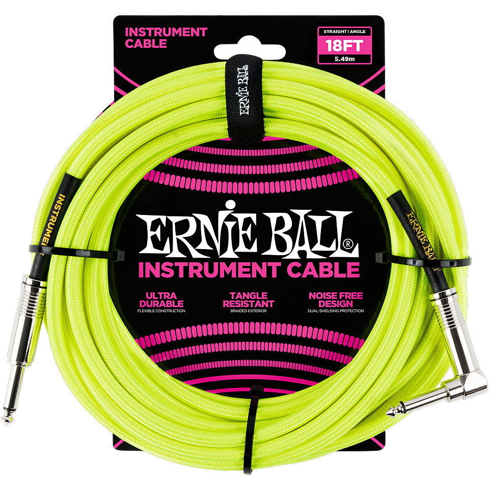 Ernie Ball EB6085 Neon Yellow 5,5 m Instrumentenkabel von Ernie Ball