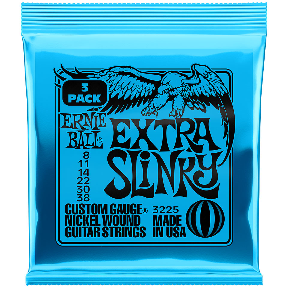 Ernie Ball Extra Slinky 3 Pack, 3225, 008-038 Saiten E-Gitarre Ernie Ball Extra Slinky 3 Pack, 3225, 008-038 Saiten E-Gitarre von Ernie Ball