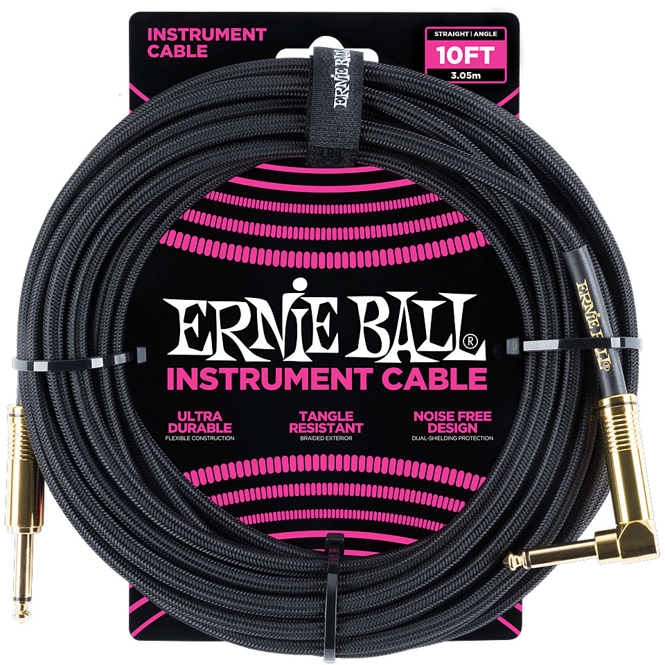 Ernie Ball EB6081 Black 3,0 m Instrumentenkabel von Ernie Ball