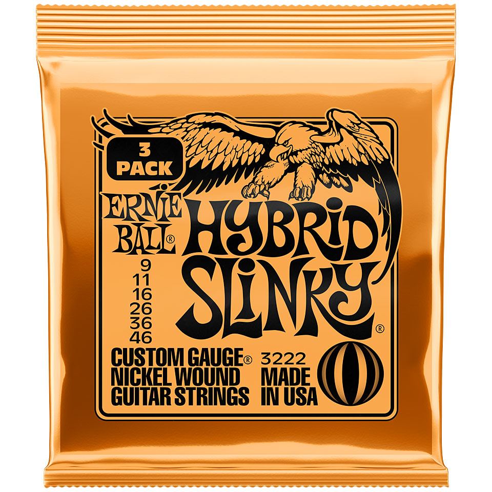 Ernie Ball Hybrid Slinky 3 Pack 3222 .009-046 Saiten E-Gitarre Ernie Ball Hybrid Slinky 3 Pack 3222 .009-046 Saiten E-Gitarre von Ernie Ball