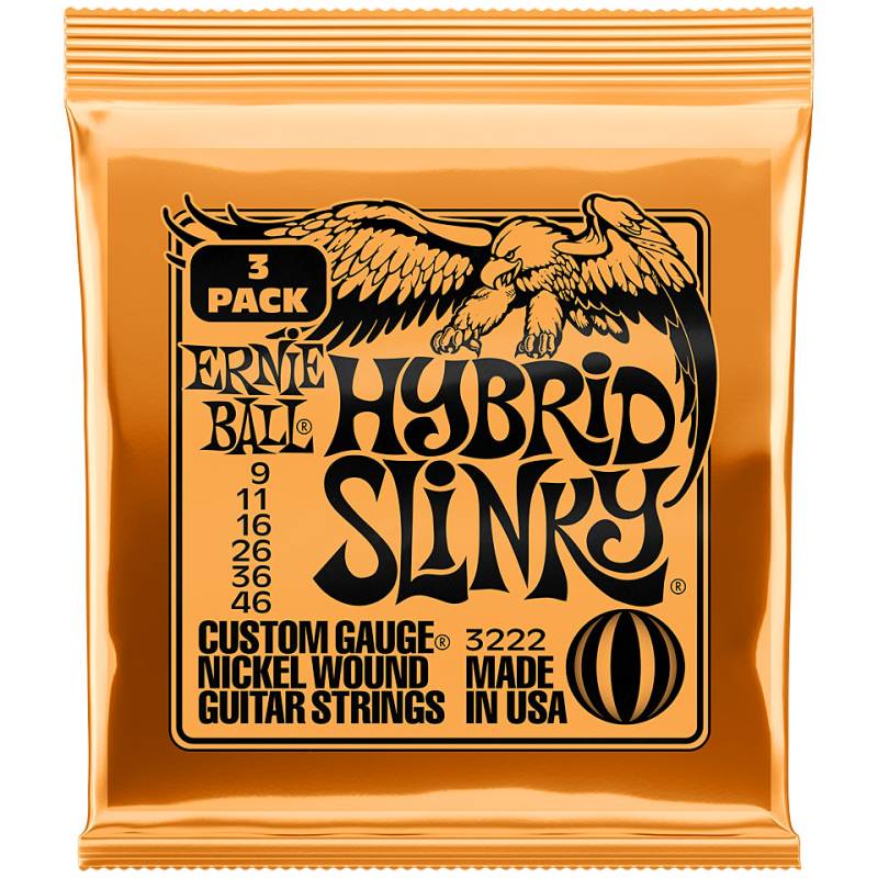 Ernie Ball Hybrid Slinky 3 Pack 3222 .009-046 Saiten E-Gitarre von Ernie Ball