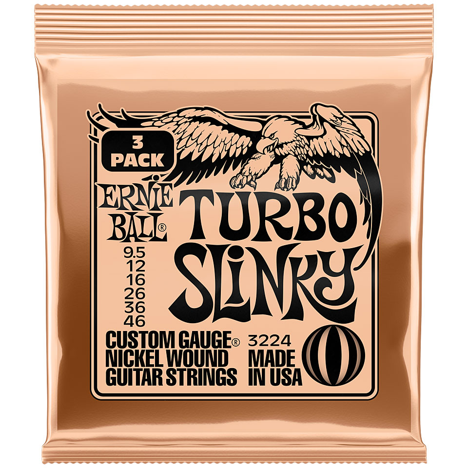 Ernie Ball Turbo Slinky 3 Pack 3224 .009,5-046 Saiten E-Gitarre Ernie Ball Turbo Slinky 3 Pack 3224 .009,5-046 Saiten E-Gitarre von Ernie Ball