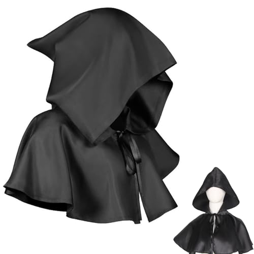 Eruceky Gevatter Tod Kapuze, Halloween Kapuzen Kurz Umhang, für Cosplay Weihnachtsparty Kostüme Zubehör, Halloween Cosplay von Eruceky