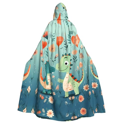 Erwqavc Kapuzenumhang, Cosplay-Umhang für Herren, Kostüm, Halloween, Motto-Party, lang, hübscher kleiner Dinosaurier-Baby-Druck, Umhang, Uniform von Erwqavc