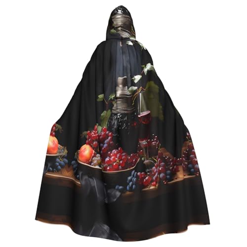 Erwqavc Kapuzenumhang, Cosplay-Umhang für Herren, Kostüm, Halloween, Motto-Party, lange Trauben und Weindruck, Umhang Uniform von Erwqavc