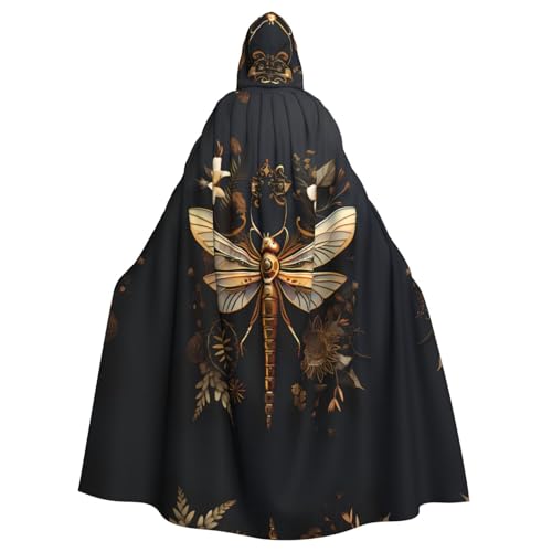 Erwqavc Kapuzenumhang für Herren, Cosplay, Kostüm, Halloween, Motto-Party, lang, Gold, exquisiter Libellen-Druck, Umhang, Uniform Erwqavc Kapuzenumhang für Herren, Cosplay, Kostüm, Halloween, Motto-Party, lang, Gold, exquisiter Libellen-Druck, Umhang, Uniform von Erwqavc