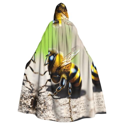 Erwqavc Kapuzenumhang für Herren, Cosplay, Kostüm, Halloween, Motto-Party, lang, niedlicher kleiner Bienen-Druck, Umhang, Uniform von Erwqavc