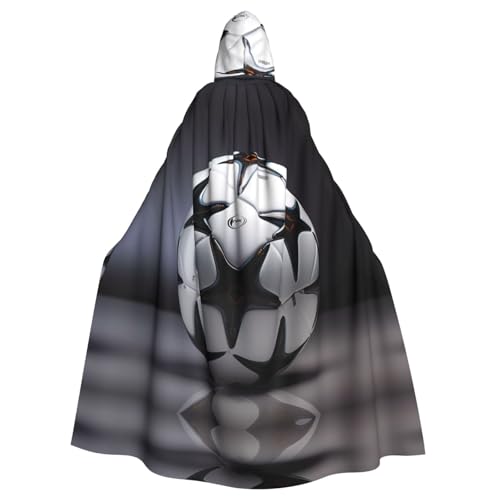 Erwqavc Kapuzenumhang für Herren, Cosplay, Kostüm, Halloween, Motto-Party, lang, schwarz-weiß, Fußball-Druck, Umhang, Uniform von Erwqavc