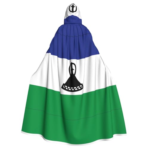 Erwqavc Kapuzenumhang für Herren, Cosplay, Kostüm, Halloween, Motto-Party, lange Flagge von Lesotho Druck, Umhang Uniform von Erwqavc