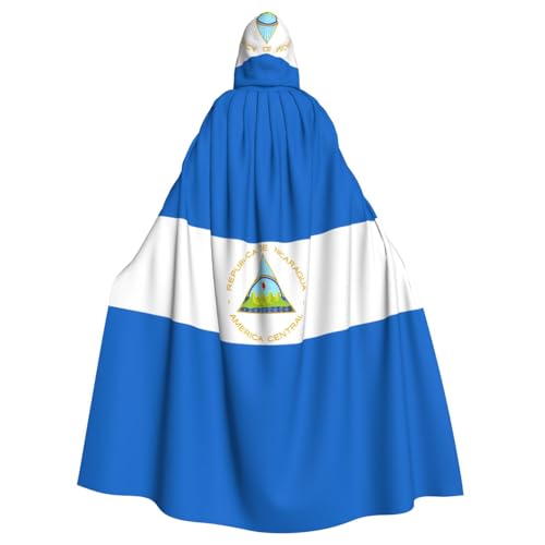Erwqavc Kapuzenumhang für Herren, Cosplay, Kostüm, Halloween, Motto-Party, lange Flagge von Nicaragua, Umhang, Uniform von Erwqavc
