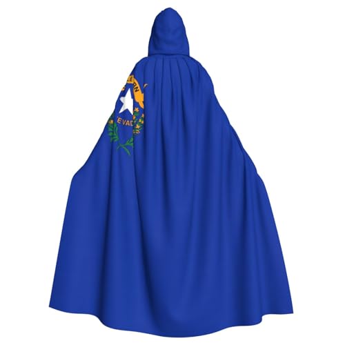 Erwqavc Kapuzenumhang für Herren, Cosplay, Kostüm, Halloween, Motto-Party, lange Nevada-Flagge, Druck, Umhang, Uniform von Erwqavc