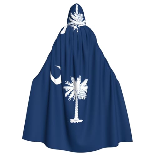 Erwqavc Kapuzenumhang für Herren, Cosplay, Kostüm, Halloween, Motto-Party, lange South Carolina Flagge, Druck, Umhang, Uniform von Erwqavc