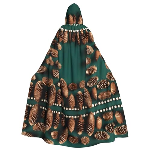 Erwqavc Kapuzenumhang für Herren, Cosplay, Kostüm, Halloween, Motto-Party, lange Tannenzapfen, Bordüre, Druck, Umhang, Uniform von Erwqavc