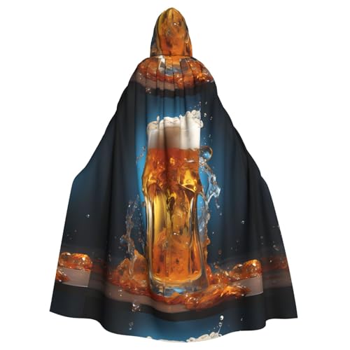 Erwqavc Kapuzenumhang für Herren, Cosplay, Kostüm, Halloween, Motto-Party, langer Bierschaum-Druck, Umhang Uniform von Erwqavc
