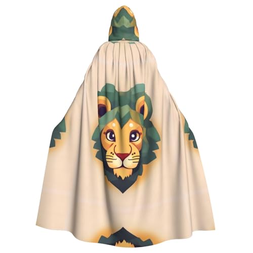 Erwqavc Kapuzenumhang für Herren, Cosplay, Kostüm, Halloween, Motto-Party, langer Cartoon-Löwen-Druck, Umhang, Uniform Erwqavc Kapuzenumhang für Herren, Cosplay, Kostüm, Halloween, Motto-Party, langer Cartoon-Löwen-Druck, Umhang, Uniform von Erwqavc