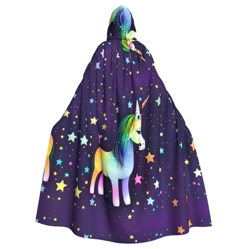 Erwqavc Kapuzenumhang für Herren, Cosplay, Kostüm, Halloween, Motto-Party, langer Ein-Pferd-Stern-Druck, Umhang, Uniform von Erwqavc