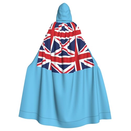 Erwqavc Kapuzenumhang für Herren, Cosplay, Kostüm, Halloween, Motto-Party, langer Fidschi-Flaggen-Druck, Umhang, Uniform Erwqavc Kapuzenumhang für Herren, Cosplay, Kostüm, Halloween, Motto-Party, langer Fidschi-Flaggen-Druck, Umhang, Uniform von Erwqavc