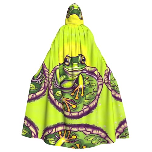 Erwqavc Kapuzenumhang für Herren, Cosplay, Kostüm, Halloween, Motto-Party, langer Frosch im Teich bedruckt, Umhang Uniform Erwqavc Kapuzenumhang für Herren, Cosplay, Kostüm, Halloween, Motto-Party, langer Frosch im Teich bedruckt, Umhang Uniform von Erwqavc
