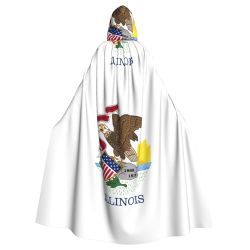 Erwqavc Kapuzenumhang für Herren, Cosplay, Kostüm, Halloween, Motto-Party, langer Illinois-Staatsflaggen-Druck, Umhang, Uniform Erwqavc Kapuzenumhang für Herren, Cosplay, Kostüm, Halloween, Motto-Party, langer Illinois-Staatsflaggen-Druck, Umhang, Uniform von Erwqavc