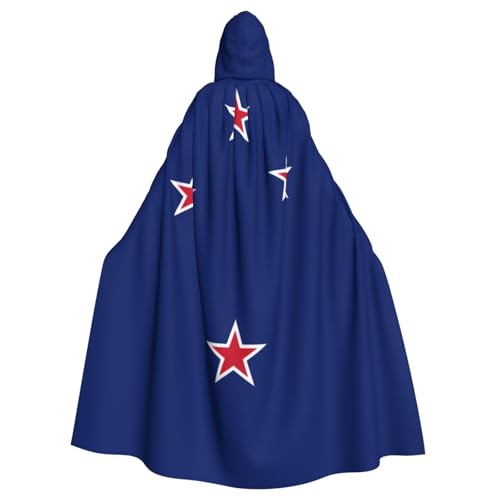 Erwqavc Kapuzenumhang für Herren, Cosplay, Kostüm, Halloween, Motto-Party, langer Neuseeland-Flaggen-Druck, Umhang, Uniform von Erwqavc