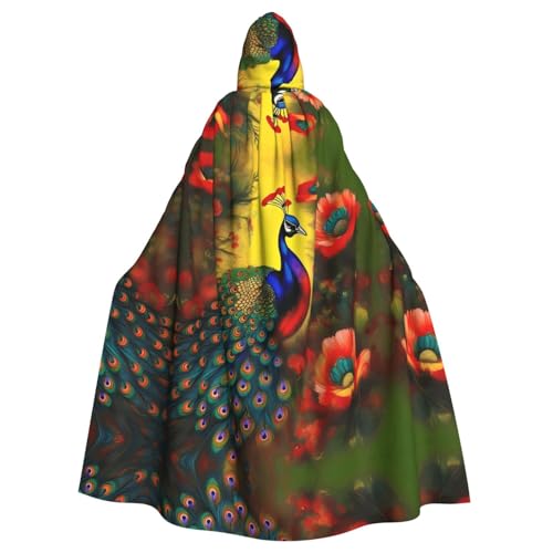 Erwqavc Kapuzenumhang für Herren, Cosplay, Kostüm, Halloween, Motto-Party, langer Pfauenblumen-Druck, Umhang, Uniform Erwqavc Kapuzenumhang für Herren, Cosplay, Kostüm, Halloween, Motto-Party, langer Pfauenblumen-Druck, Umhang, Uniform von Erwqavc