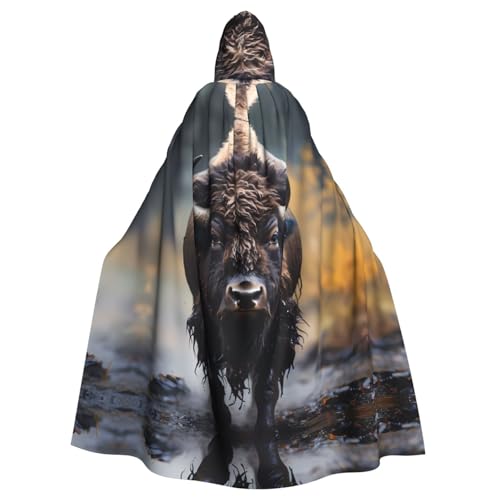 Erwqavc Kapuzenumhang für Herren, Cosplay, Kostüm, Halloween, Motto-Party, langer nordamerikanischer Bison-Druck, Umhang, Uniform Erwqavc Kapuzenumhang für Herren, Cosplay, Kostüm, Halloween, Motto-Party, langer nordamerikanischer Bison-Druck, Umhang, Uniform von Erwqavc