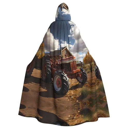 Erwqavc Kapuzenumhang für Herren, Cosplay, Kostüm, Halloween, Motto-Party, langer roter Traktor-Druck, Umhang, Uniform Erwqavc Kapuzenumhang für Herren, Cosplay, Kostüm, Halloween, Motto-Party, langer roter Traktor-Druck, Umhang, Uniform von Erwqavc