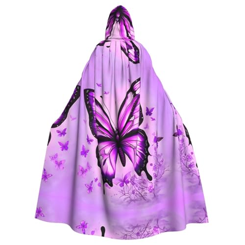 Erwqavc Kapuzenumhang für Herren, Cosplay, Kostüm, Halloween, Motto-Party, langer violetter Schmetterlings-Druck, Umhang, Uniform Erwqavc Kapuzenumhang für Herren, Cosplay, Kostüm, Halloween, Motto-Party, langer violetter Schmetterlings-Druck, Umhang, Uniform von Erwqavc
