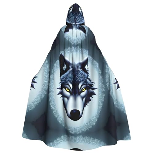 Erwqavc Kapuzenumhang für Herren, Cosplay, Kostüm, Halloween, Motto-Party, langer wilder Wolfskopf-Druck, Umhang, Uniform Erwqavc Kapuzenumhang für Herren, Cosplay, Kostüm, Halloween, Motto-Party, langer wilder Wolfskopf-Druck, Umhang, Uniform von Erwqavc