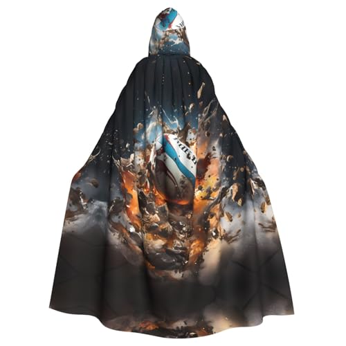 Erwqavc Kapuzenumhang für Herren, Cosplay, Kostüm, Halloween, Motto-Party, langes Rugby auf Feuer-Druck, Umhang, Uniform von Erwqavc