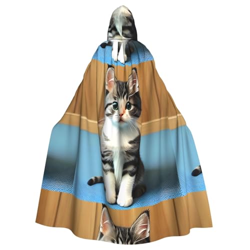 Erwqavc Kapuzenumhang für Herren, Cosplay, Kostüm, Halloween, Motto-Party, langes Schlafzimmer, Kätzchen-Druck, Umhang, Uniform Erwqavc Kapuzenumhang für Herren, Cosplay, Kostüm, Halloween, Motto-Party, langes Schlafzimmer, Kätzchen-Druck, Umhang, Uniform von Erwqavc
