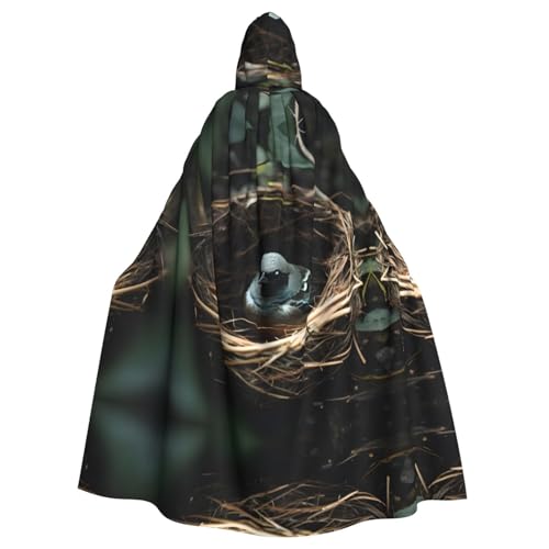 Erwqavc Kapuzenumhang für Herren, Cosplay, Kostüm, Halloween, Motto-Party, langes kleines Vogelnest, bedruckt, Umhang, Uniform von Erwqavc
