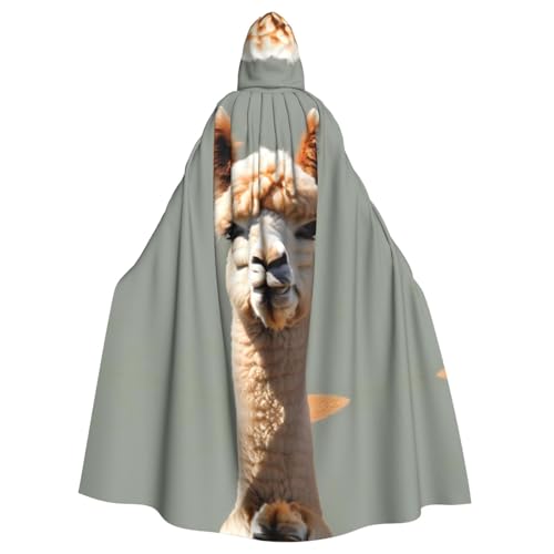 Erwqavc Kapuzenumhang für Herren, Cosplay-Umhang, Kostüm, Halloween, Motto-Party, langer Alpaka-Avatar-Druck, Umhang, Uniform von Erwqavc