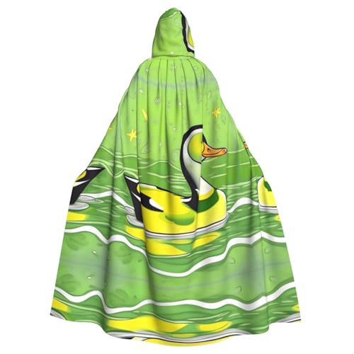 Erwqavc Kapuzenumhang für Herren, Cosplay-Umhang, Kostüm, Halloween, Motto-Party, langer grüner Enten-Druck, Umhang, Uniform von Erwqavc