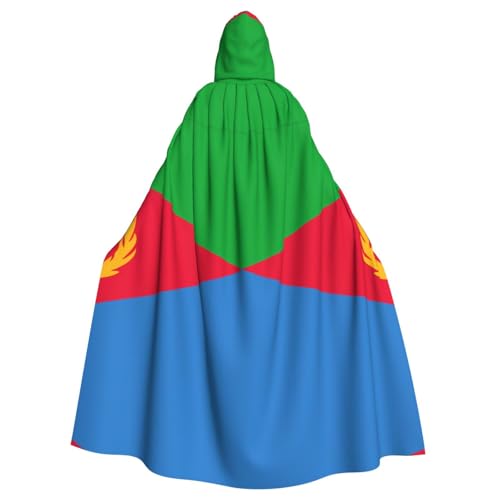Kapuzenumhang für Herren, Cosplay, Kostüm, Halloween, Motto-Party, lange Eritreische Flagge, Druck, Umhang, Uniform von Erwqavc