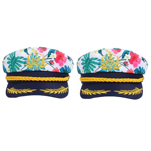 Erying Tropischer Seemannskapitän Hut Blume Yacht Hut Boot Party Kostüm Kopfbedeckung für Damen Herren, 2 Stück Pink, Einheitsgröße von Erying