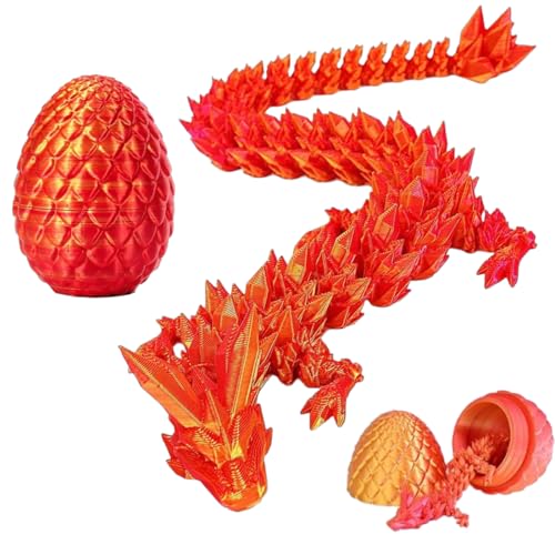 Kleine Dracheneier 3D-gedruckte, Geheimnisvolle Drachen Spielzeug, 3D Gedruckter BeweglicherSpielzeug Ostern Geschenke Kinder, Erwachsene Kinder Geschenke Spielzeug(Strahlendes Rot) von Eryndis