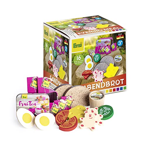 Erzi 28142 Spiel Set Abendessen Sortiment (16 Stück FSC Buchenholz) von Erzi