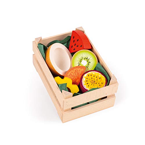 Erzi 28238 Sortiment Tropische Früchte, klein aus Holz, Kaufladenartikel für Kinder, Rollenspiele von Erzi