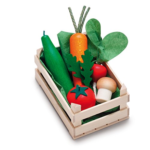 Erzi 28241 Sortiment Gemüse, klein aus Holz, Kaufladenartikel für Kinder, Rollenspiele von Erzi