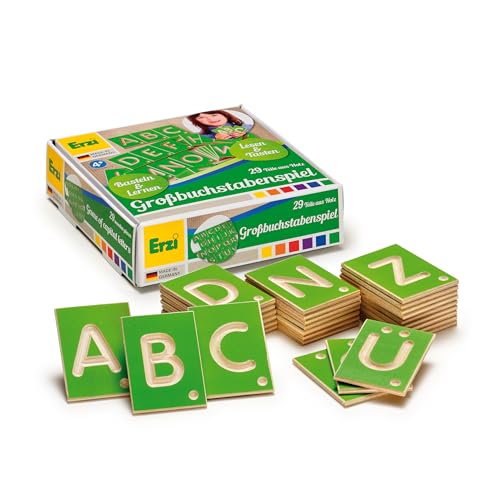 Erzi 42012 Lernspiel Großbuchstaben aus Holz, Lernmaterial, Kreativität von Erzi