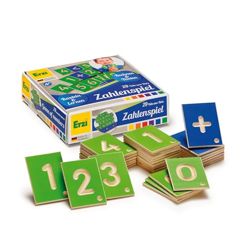 Erzi 42032 Lernspiel Zahlen aus Holz, Lernmaterial, Kreativität von Erzi