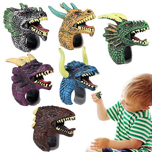 Dino-Finger, 6 Dinosaurier-Actionfiguren, Münder-Finger-Dinosaurier, Tiere, Puppenspiel, Theater-Requisiten, Dinosaurier-Figuren, Finger beißender Tyrannosaurus Rex Dino für Kinder von EsEico